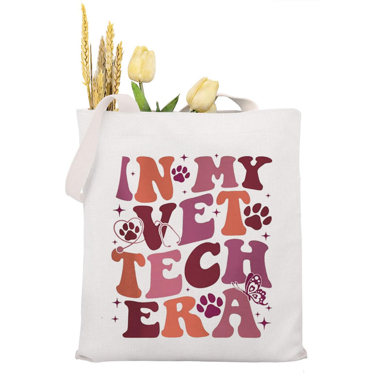 MAOFAED Veterinary Tech Gift Veterinarian Gift In My Vet Tech Era Canvas Tote Bag For Shopping Office Travel Vet Med Gift - BeesActive Australia