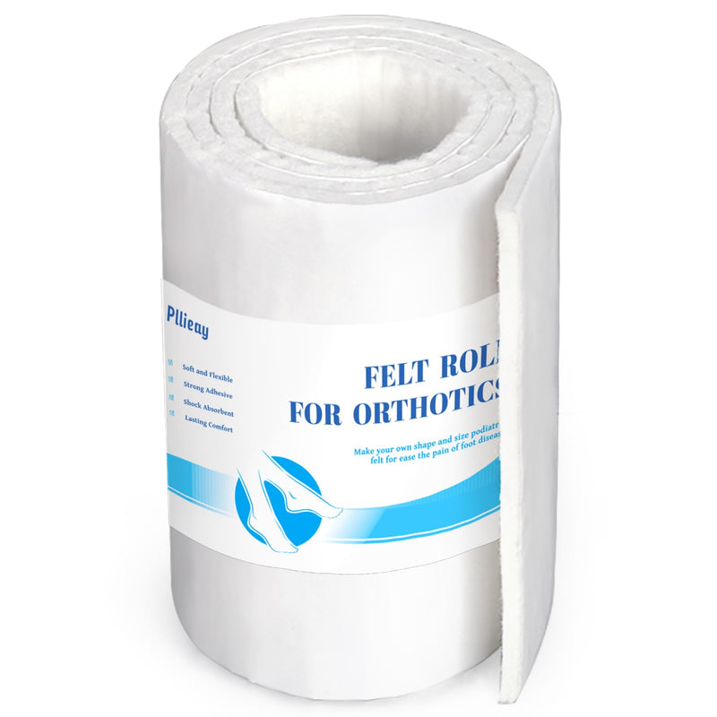 Pllieay Felt Rolls with Adhesive Backing, Orthopedic Felt Roll 1/4" Thick 6" x1.1yd Quality Rayon Blend for Provide Cushioning and Support in Pain Foot 1/4" Thick x 6" x1.1yd