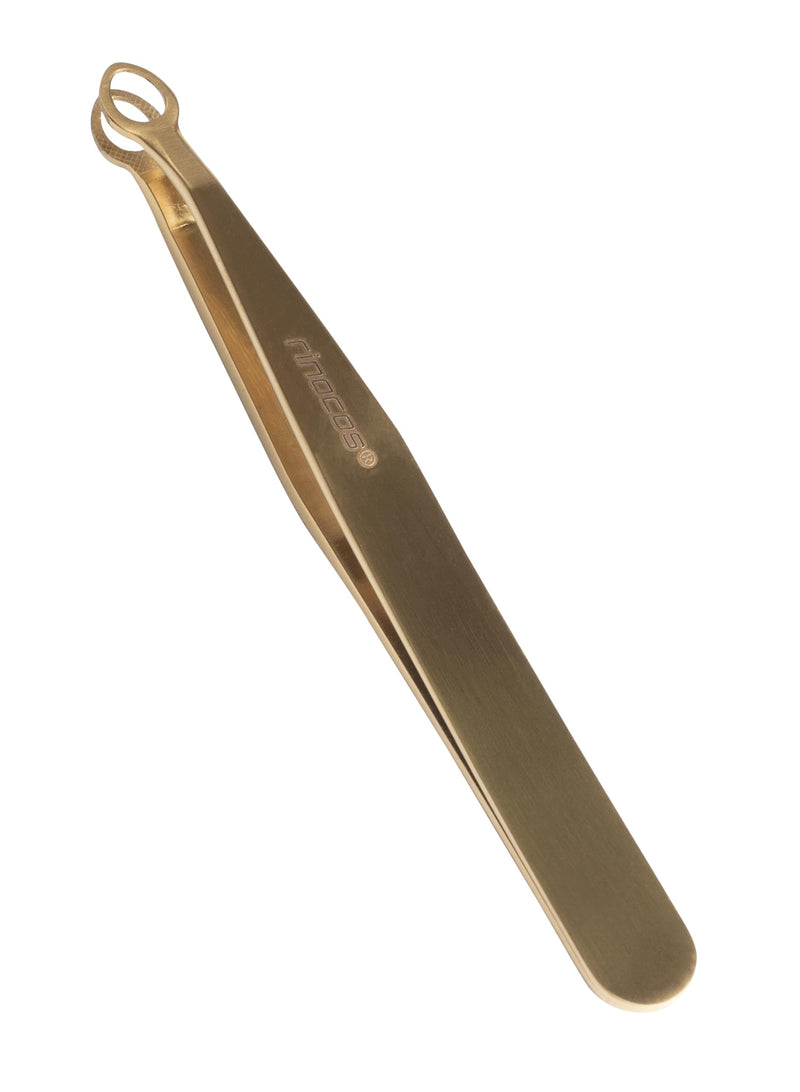 [Premium Hand-Made] Round tip Tweezers, 316 Surgical-Grade Stainless Steel for Safety, Precision tweezers, hair tweezers for plucking, Facial Hair Tweezers for Men & Women, Trim Tweezers Gold - BeesActive Australia