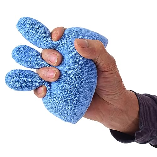 Finger Contracture Grips Cushion, Cone with Finger Separator Hand Grip Patients Palm Grips, Hand Contracture Cushions with Elastic Band, Anti Stick Hand Finger Aid Protector for Bedridden Elderly Care Blue