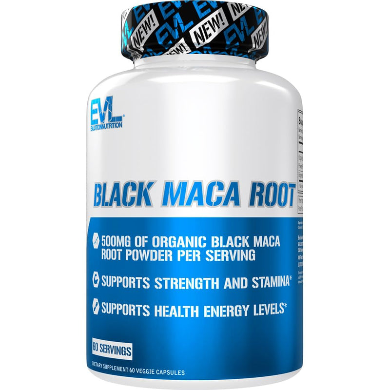 EVL Organic Black Maca Root 500mg Energy Support Capsules - 60 Servings | Organic Black Maca Root Formula Supports Energy, Strength, Stamina and Workout Performance In Vegetarian Capsules