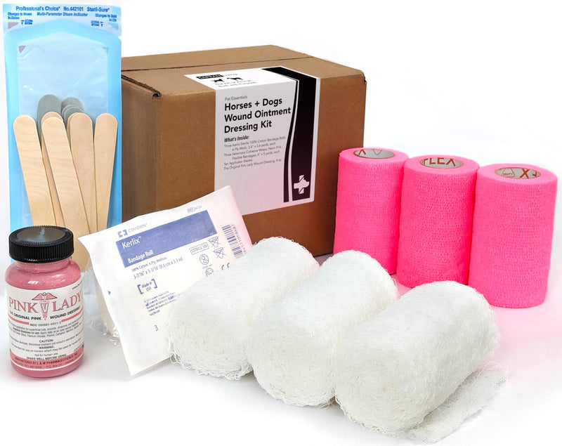 Horse & Dog Wound Ointment Dressing Kit - Pink Lady Veterinary Treatment Set for Open Wounds, Sores, Cuts, Scratches, Scrapes, Burns & Abrasions - Soothing, Anti Itch, Non Stinging Healing Support - BeesActive Australia