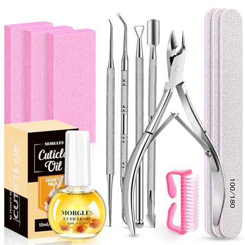 MORGLES Nail File and Buffer Blocks with Nail Care Kit Milk & Honey