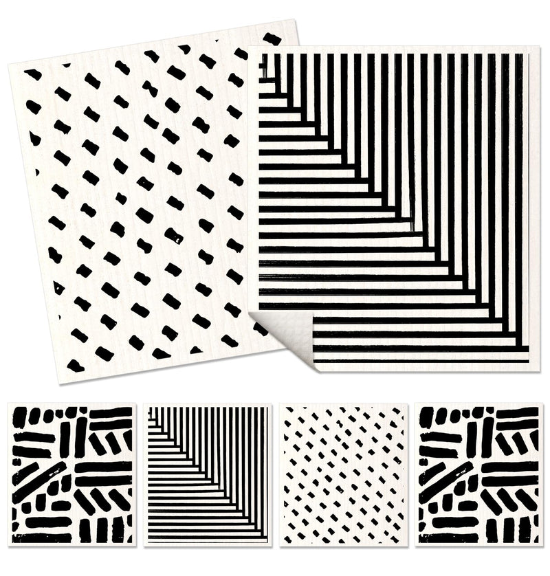 Miss Adola Swedish Dishcloths for Kitchen Reusable Swedish Cloths for Washing Dishes Absorbent Fast Drying No Odor Cleaning Swedish Sponge Decorate 6Pack Washable Swedish Towels, Line Drawing - BeesActive Australia