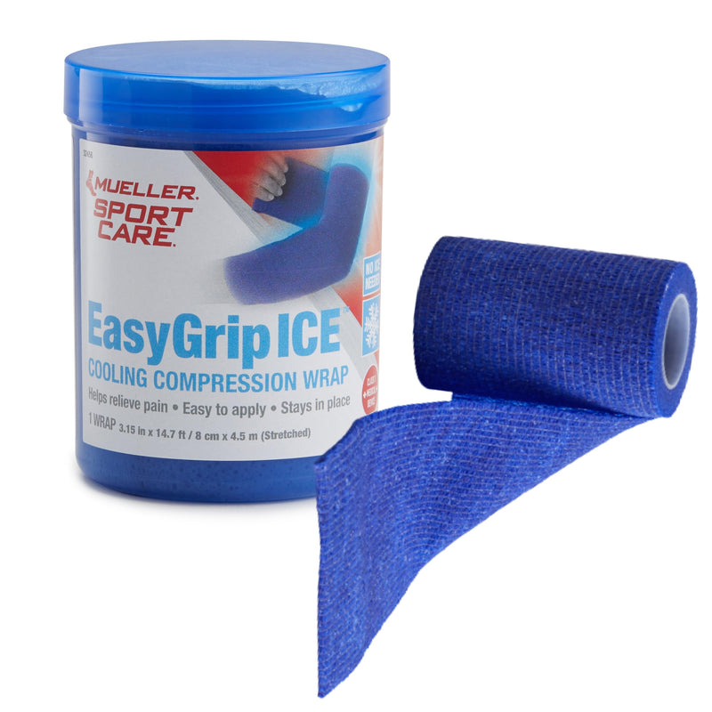 MUELLER Sports Medicine EasyGrip ICE Cooling Compression Wrap for Men and Women, Compression & Ice Therapy Support, 1 Continuous Wrap, 3.1 Inches x 14.7 Feet, Blue - BeesActive Australia