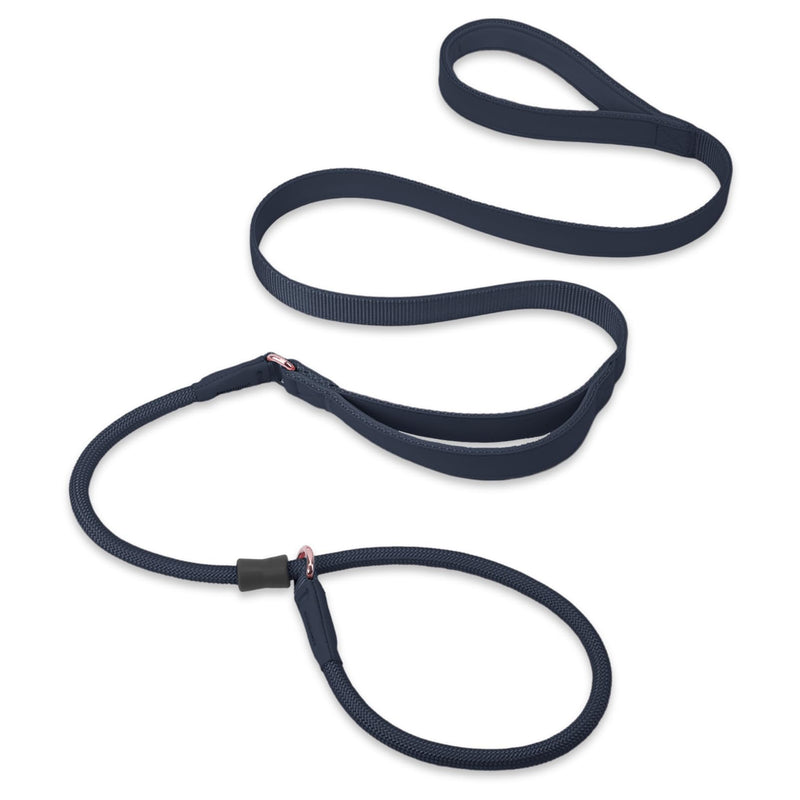 Slip Lead Dog Leash, Dog Training Leash with Double Handle, Soft Leather Nylon Slip Leash and Collar, Heavy Duty Rope Dog Lead, No Pull Walking Leash for Small Medium Large Puppy Dogs 6ft Black - BeesActive Australia