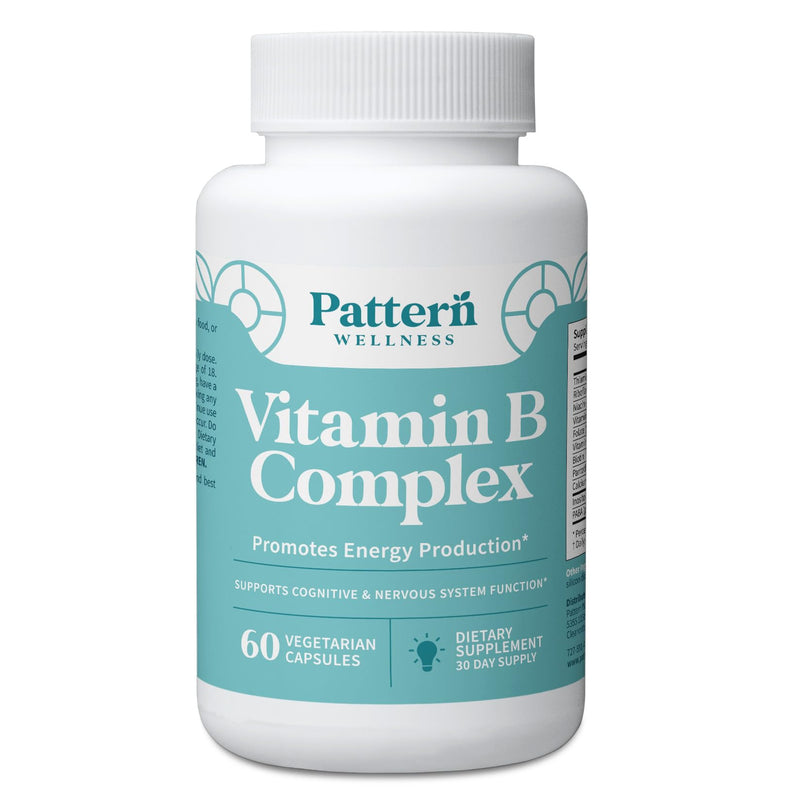 Pattern Wellness Vitamin B Complex Supplement – 60 Capsules | Comprehensive Blend of Essential B Vitamins – Supports Energy, Cognitive & Cellular Health – 3rd Party Lab Tested 60 Count (Pack of 1)