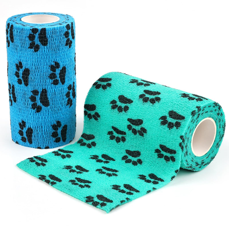 AUPCON Vet Wrap Cohesive Bandages Bulk Self Adhesive Bandage Wrap Self Adherent Wrap Non-Woven for Dogs Pet Animals & Ankle Sprains & Swelling 3 Inch x 5 Yards (2 Pack Lack Blue & Blue) 3 Inch 2 Pack - BeesActive Australia