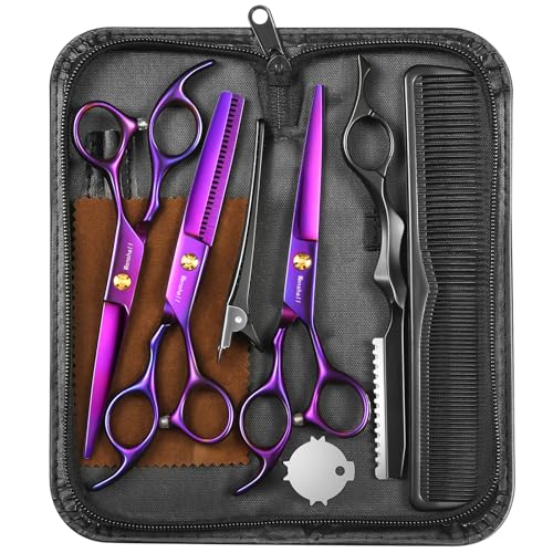 Wenshall Hair Cutting Scissors Professional 6.89 inch Barber Scissors Multifunctional Salon Thinning Scissors Straight Shears Tools for Mother Father Friends' Christmas Gift Purple