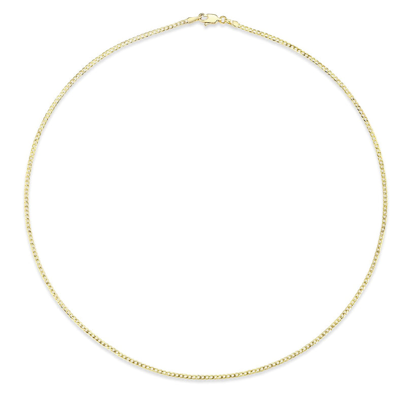 Gemsme 18K Yellow Gold Plated 2mm Curb Link Chain Pendant Necklace for Women Men Diamond-Cut Cuban Chain Necklace Jewelry with Lobster Clasp 16-22 Inch 18 Inch - BeesActive Australia