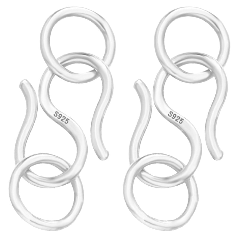 Double Opening 925 Sterling Silver S Hook Necklace Clasps Open Jump Rings for Necklaces Bracelet Or Jewelry Making, Made in Italy.2Silver,0.39 * 0.2IN 2Pcs Silver 0.39in/10MM - BeesActive Australia