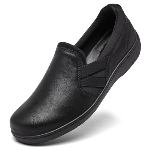 UZB Orthopedic Loafers for Women Slip on Shoes Comfortable Casual Dress Shoes with Memory Foam 8 Black