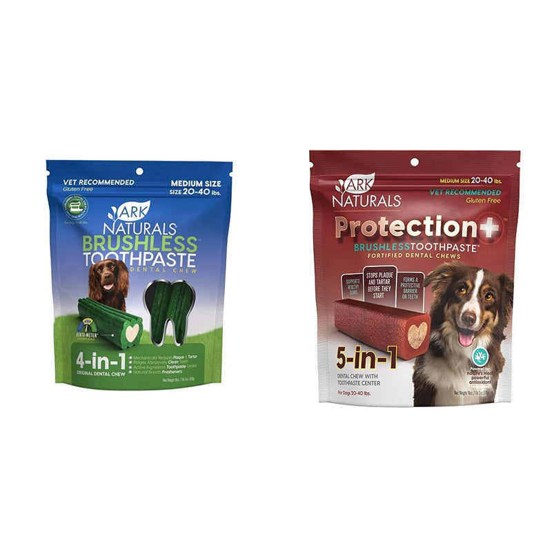 Ark Naturals Brushless Toothpaste Bundle, Dog Dental Chews for Medium Breeds, Prevents Plaque & Tartar, Freshens Breath, 18oz Each - PawsPlanet Australia
