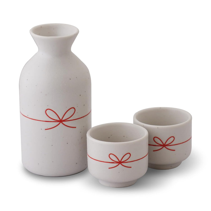 Sake Tokkuri and Sake Cups(2pcs) Set, 7.1 floz -Celebratory Collection-Japanese Sake Mino Ware Pottery with Gift Box, Made in Japan - BeesActive Australia