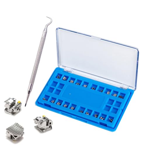 Dental Orthodontic Self-Ligating Metal Bracket Passive Dental Metal Braces with Open Tools Slot (ROTH 022 3 with HOOKS) ROTH 022 3 with HOOKS