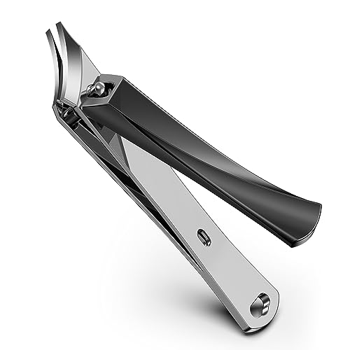 FERYES Ingrown Nail Clipper - Slant Curved Blade Nail Clipper for Thick Toenails and Ingrown Nails, Podiatrist Toenail Clippers for Seniors and Men Black Slanted Curved Blade