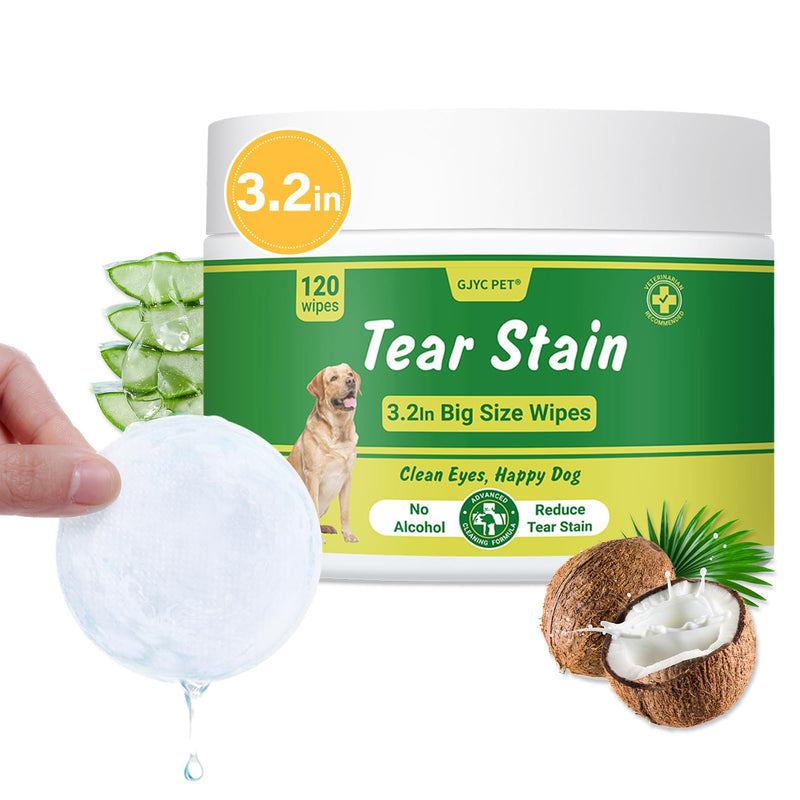 3.2 Inch Dog Eye Wipes - Tear Stain Remover for Dogs, Gentle Formula for Cats and Dogs, Quick Care for Bright Fur, Thick, Soft and Skin-Friendly, Large Size, 120pcs 3.2 Inch Large Size, 120ct - PawsPlanet Australia