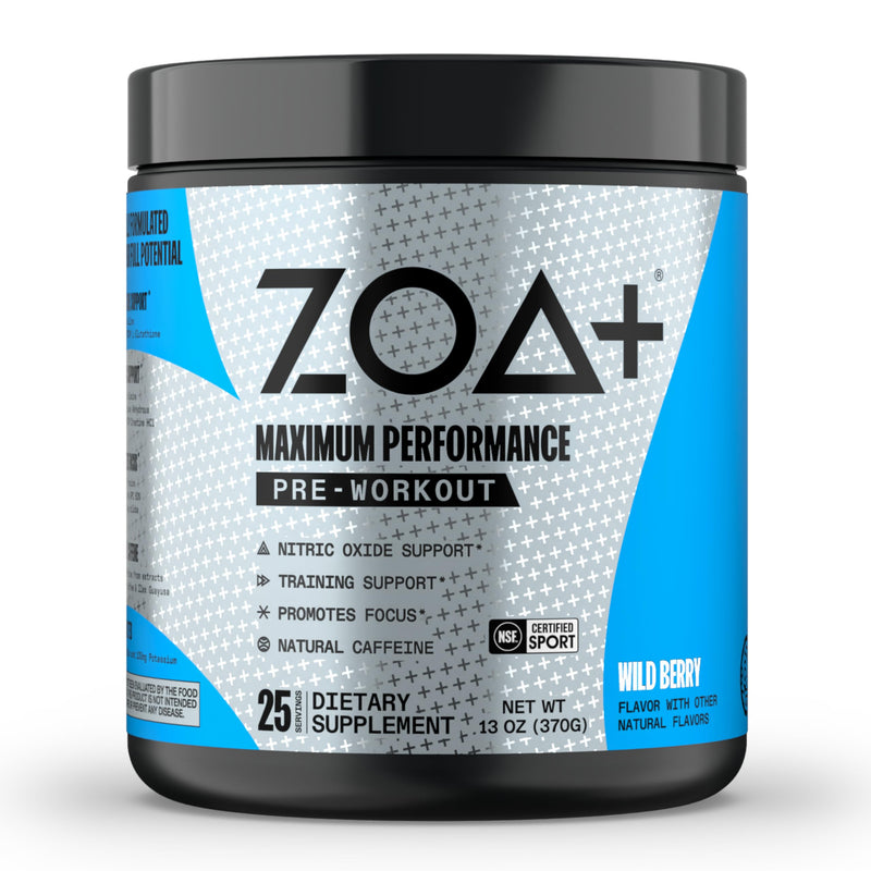 ZOA+ Zero Sugar Pre Workout Powder, Wild Berry - NSF Certified for Sport with Electrolytes, Creatine, Beta Alanine, Ginkgo Biloba, 200mg Caffeine - 25 Servings - BeesActive Australia