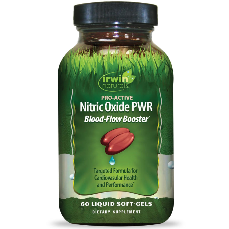 Irwin Naturals Pro-Active Nitric Oxide PWR Blood-Flow Booster | 60 Softgels | Nitric Oxide Support | L-Citrulline + Beet Root + Red Spinach | Blood Flow & Performance | 60 Liquid Soft-Gels 60 Count (Pack of 1)