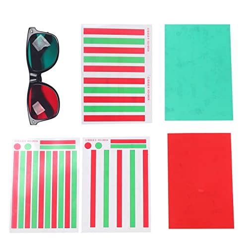 Red Green Vision Correction Cards, Myopia Strabismus Glasses Eye Training Reading Aids for Amblyopia Training