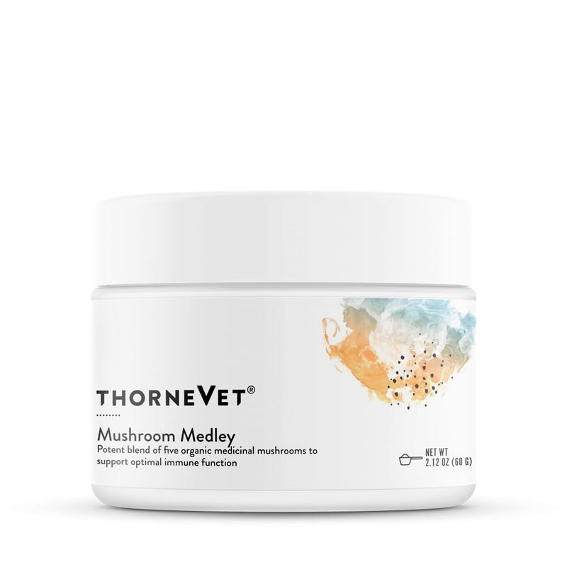 ThorneVet Mushroom Medley for Dogs - Immune System Support Plus Antioxidants - with Reishi, Turkey Tail, Cordyceps, Maitake, and Chaga Mushrooms - Support for Dogs Having Cancer Treatment - 120 Scoops - PawsPlanet Australia