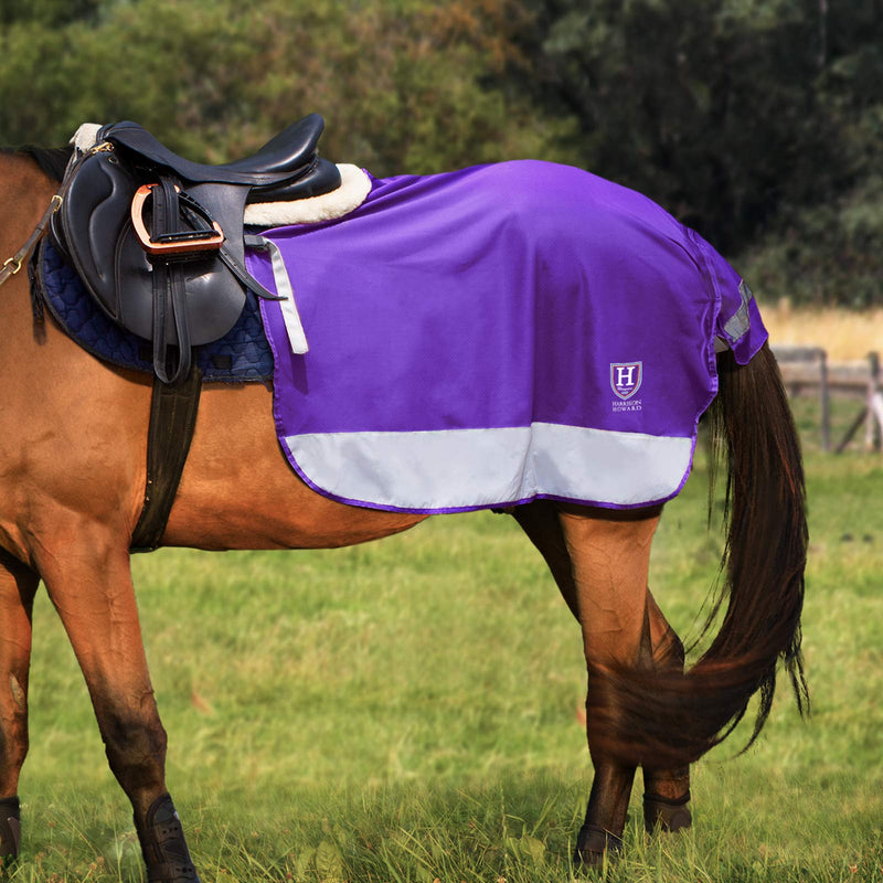 Harrison Howard Quarter Horse Fleece and Mesh Exercise Sheet Breathable Comfort Turnout Horse Blanket Hi-Viz Competition Rug Purple L Large - BeesActive Australia
