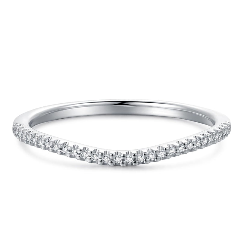 CGSRING 1.5mm Moissanite Wedding Bands for Women, Moissanite Rings for Women, V Shaped Wedding Band Silver 9.5 - BeesActive Australia