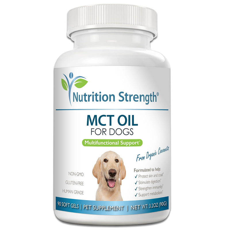 MCT Oil for Dogs from Organic Coconuts, Medium Chain Triglycerides with Caprylic Acid & Capric Acid to Protect Skin and Coat, Boost Immunity, Support Metabolism, 90 Soft Gels MCT Oil - PawsPlanet Australia