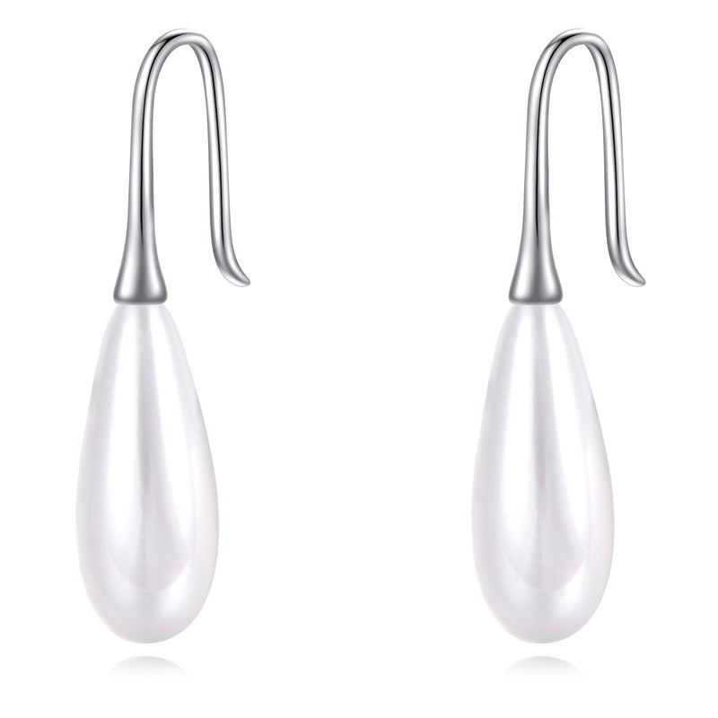 Pearl Threader Earrings 925 Sterling Silver Long Piercing Pearl Tassel Drop Dangle Ear Line Eardrop Earrings Jewelry for Women Teen Girls Pull through pearl earrings - BeesActive Australia