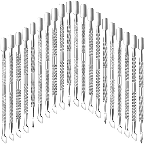 20 Pcs Cuticle Pusher Tools, Professional Dual Sided Stainless Steel Cuticle Trimmer & Remover for Toenails and Fingernails, Manicure Pedicure Tool for Gel Polish Removal