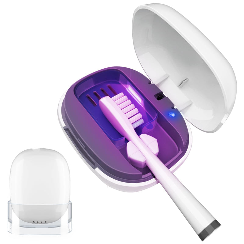 Toothbrush Covers Case San itizer and Holder with UV Light,Toothbrush Covers with Holder, Rechargeable Portable Toothbrush Cleaner Case（White） white - BeesActive Australia