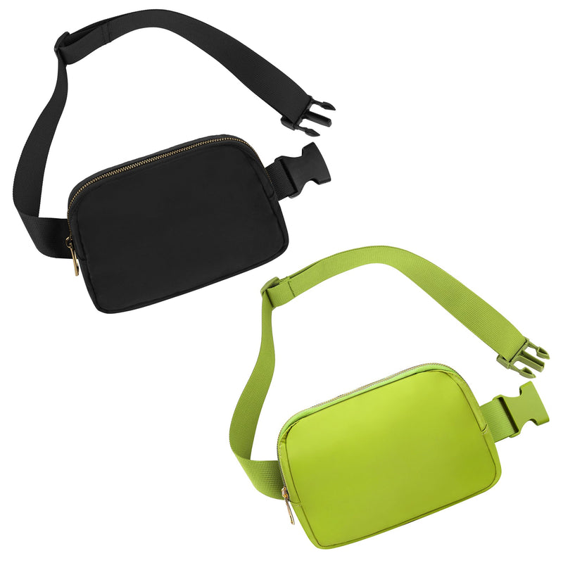 Waist Pack for Running Fanny Pack forWomen and Men Gift and Men Crossbody Belt Bag Bum Bag with Adjustable Strap for Sports Light Purple Black+Grass Green 2 Pack Fanny Pack - BeesActive Australia