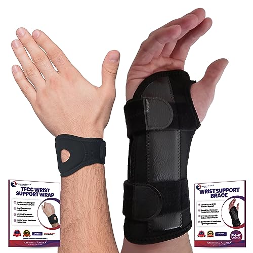 ARMSTRONG AMERICA Wrist Brace For Carpal Tunnel Right Hand + Wrist Wrap Compression Wrist Brace For TFCC Tears Large