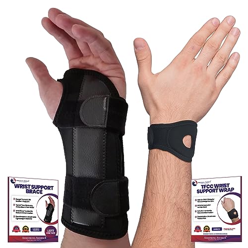 ARMSTRONG AMERICA Wrist Brace For Carpal Tunnel Left Hand + Wrist Wrap Compression Wrist Brace For TFCC Tears Large
