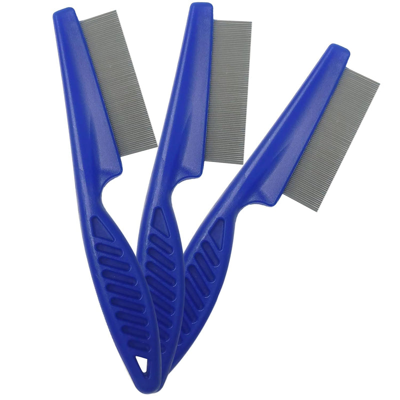 Kopal Flea Combs & Lice Combs for Dogs and Cats, Fine Tooth Combs 3-pc, Blue - BeesActive Australia