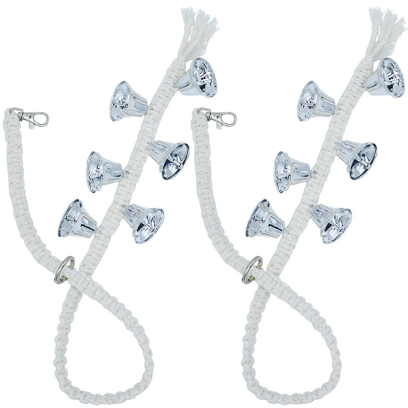 Dog Bell for Door Potty Training | Hanging Doorbells | Puppies to Ring to Go Outside | Set of 2 Adjustable Length with 6 Extra-Loud Jingle Bells | Quality Handmade Braided Rope (Silver) Silver - BeesActive Australia