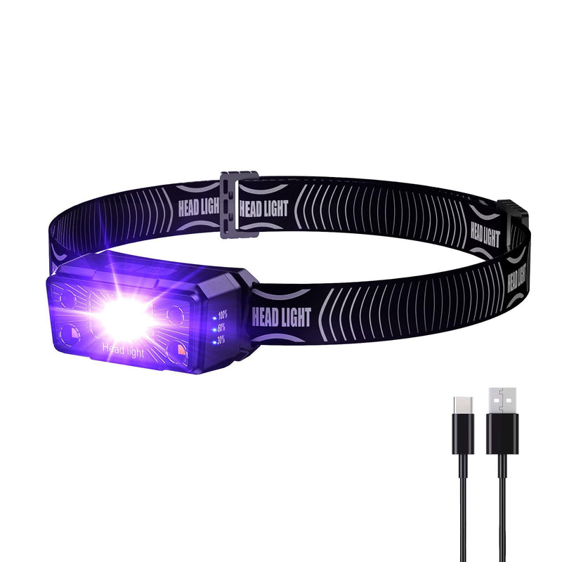 COSOOS 2IN1 UV Headlamp Flashlight Black Light, Rechargeable LED Hand Free Blacklight 395nm Mini Headlight with White & Ultraviolet Light, Detector for Pet Dog Cat Urine Stain,Bed Bug,Scorpions Finder 1 - BeesActive Australia