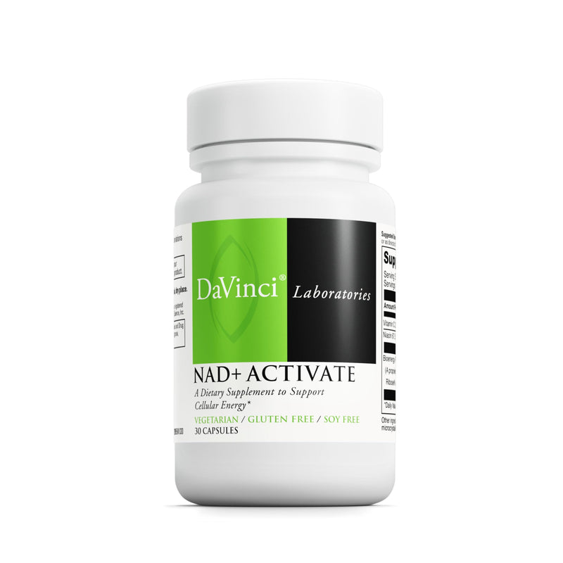 DAVINCI Labs NAD+ Activate - NAD Supplement with Vitamin C & Niacin - Helps Support Brain Health, Cellular Energy & More* - Vegetarian, Gluten-Free & Soy-Free - 30 Capsules