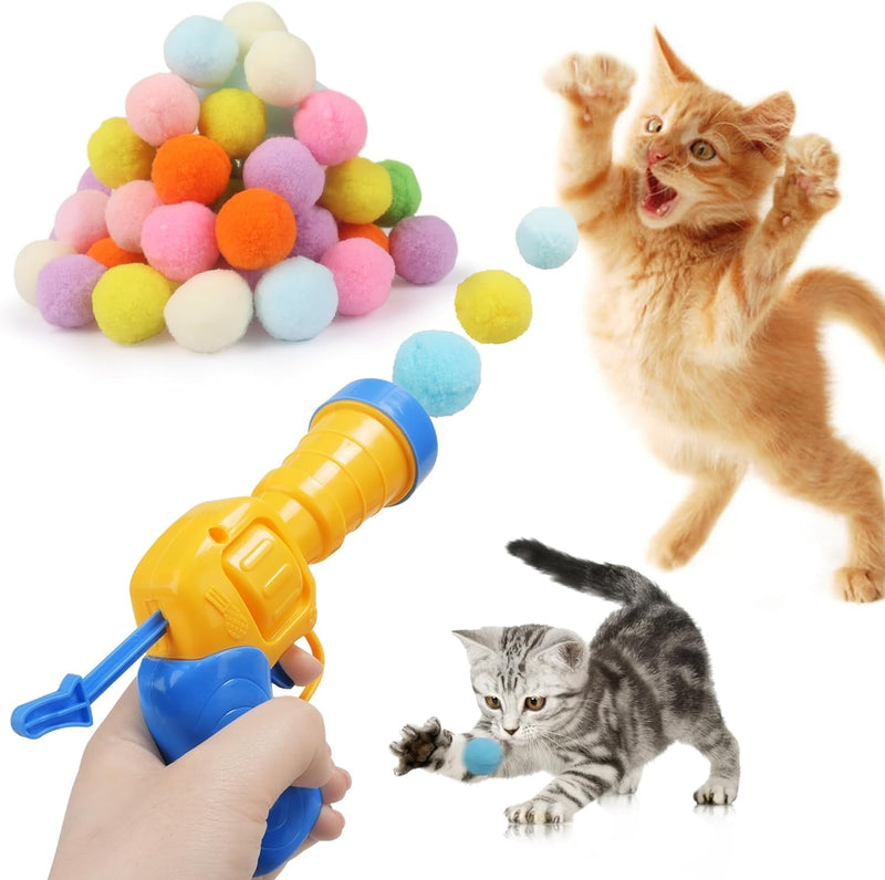 Mewlmart Cat Toys Interactive for Indoor Cats with Interactive Launchers Kitty Toys Cat Toys for Indoor Cats Self Play Cat Ball Toy Pom Pom Balls Puff Balls 100 Balls Cat Enrichment Toys 100 Pcs - BeesActive Australia