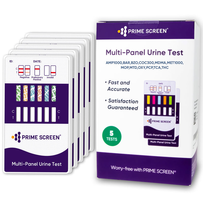 [5 Pack] Prime Screen 12 Panel Urine Test (AMP,BAR,BZO,COC,mAMP,MDMA,MOP/OPI 300,MTD,OXY,PCP,TCA,THC) - WDOA-7125 5 - BeesActive Australia
