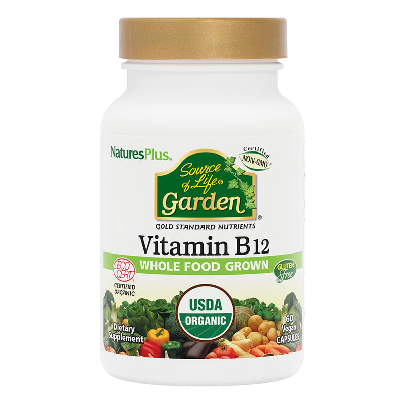 NaturesPlus Source of Life Garden Vitamin B12 - 60 Capsules, Pack of 2 - Includes 20+ Whole Food Extracts - USDA Certified Organic, Non-GMO, Vegan, Gluten Free - 60 Total Servings 60 Count (Pack of 2)