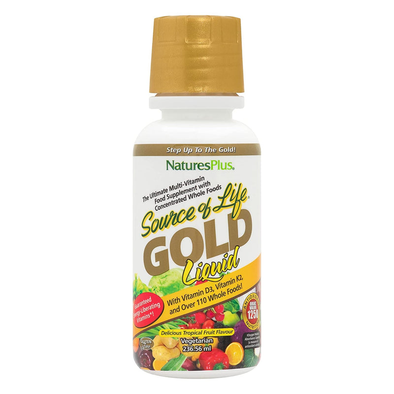 NaturesPlus Source of Life GOLD Multivitamin Liquid - 8 fl oz, Pack of 2 - With Vitamins D3, B12 & K2 - Vegetarian & Gluten Free - 16 Total Servings 8 Ounce (Pack of 2)