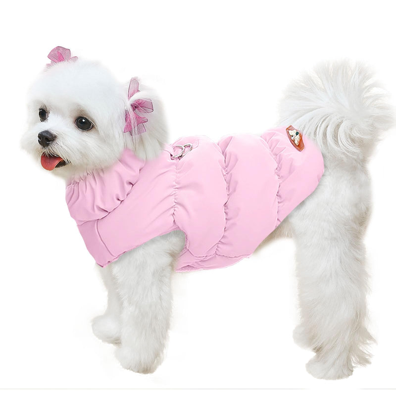Winter Warm Dog Jacket for Small Medium Dogs Cat Cold Weather Coats with Harness Paded Dog Fleece Vest Waterproof Windproof Dog Snow Jacket Pet Puppy Clothes（Pink,XS） X-Small Pink - BeesActive Australia