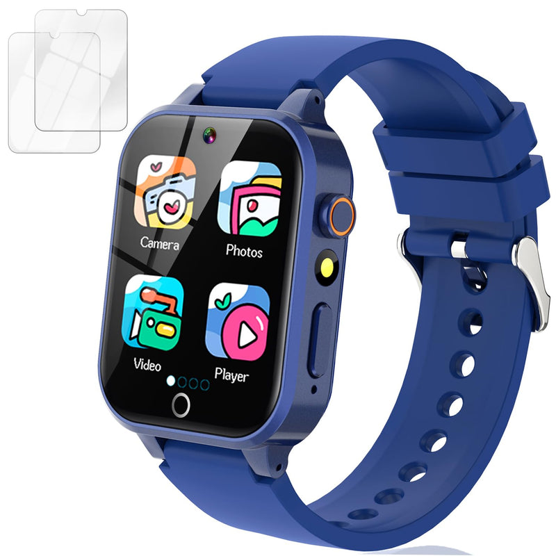 Vakzovy Smart Watch for Kids with 39 Puzzle Games HD Camera MP3 Player Audiobook Video Pedometer Habit Tracking Learn Card Flashlight Kids Smart Watch Boys Gift for 5-12 Year Old Boys Toys Blue - BeesActive Australia