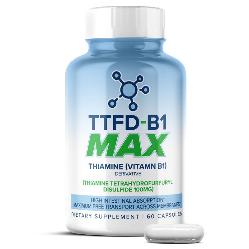 MAXLIFE NATURALS TTFD Thiamine B1 Supplement 100 mg 60 Capsules | Vitamin Derivative Support, Fat Soluble Formula, Unflavored Easy Swallow, Made In USA Quality 60 Count (Pack of 1)