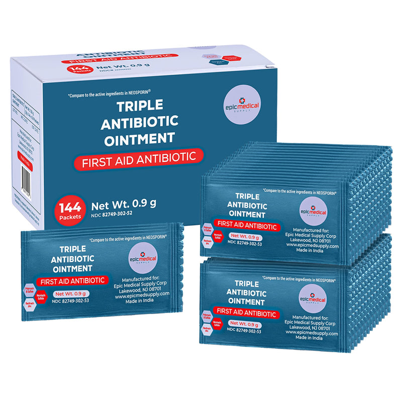 Triple Antibiotic Ointment Packets .9g 144 Per Box with Bacitracin Zinc and Neomycin Sulfate, Healing Preventative First Aid Cream for Ointment for Wounds, Burns, Cuts, Scratches - BeesActive Australia