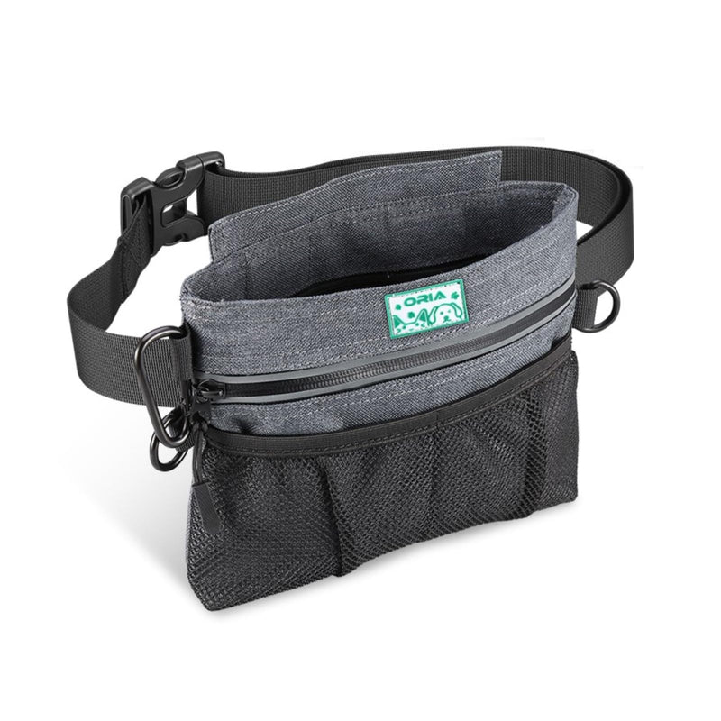 Dog Treat Pouch, Magnetic Closure Pet Training Treat Bag, with Built-in Poop Bag Dispenser, Removable Inner, Adjustable Belt, for Dog Training and Walking Black