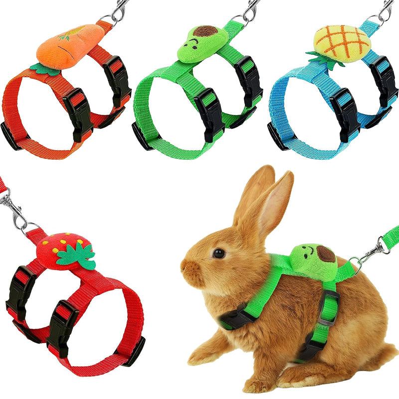 4 Sets Adjustable Bunny Rabbit Harness and Leash Set Small Pet Cute Vest Harness Leash Ferret Harness Guinea Pig Harness Ferret Leash with Decorations for Bunny Kitten Puppy, Small Pets - BeesActive Australia