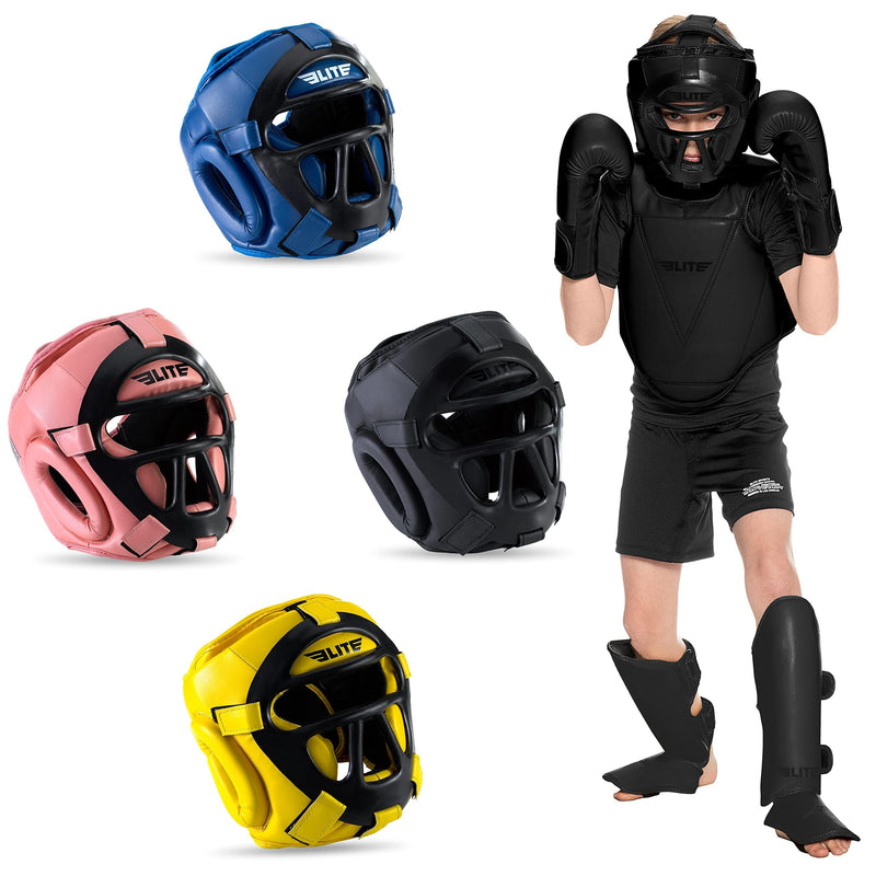 Elite Sports Best Kids Boxing Headgear Youth Wrestling Headgear for Age 4 to 13 Year MMA Kickboxing Muay Thai BJJ Karate Head Guard for Boys Girls (Black) Medium Black