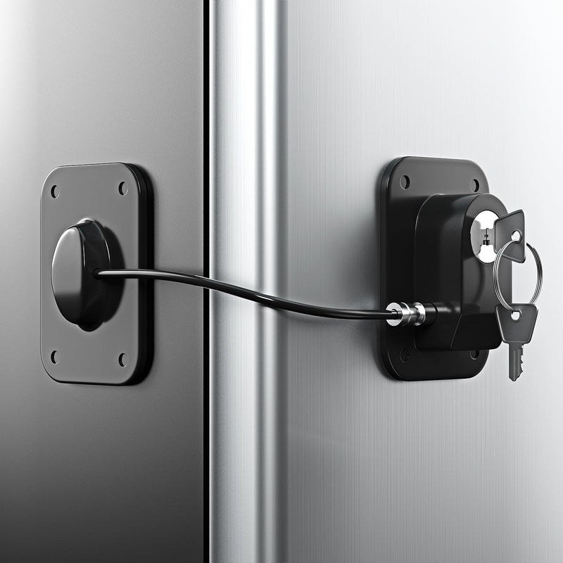 Refrigerator Lock 2 Packs, Fridge Lock with Silicone Wire Protection Fridge Locks for Kids Easy to Use and Install Cabinet Locks with Key, Black - BeesActive Australia